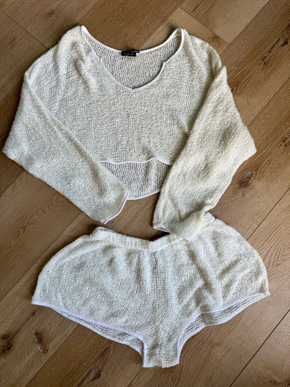 Urban Outfitters (out from under) Lightweight Cream Knit Two-Piece Lounge Set